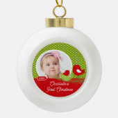 Baby Bird Baby's eerste kerstfoto Keramische Bal Ornament (Voorkant)