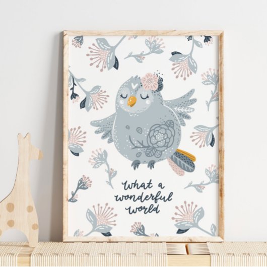 Baby Bird Blue Wonderful World Poster | Kunst aan 