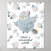 Baby Bird Blue Wonderful World Poster | Kunst aan  (Voorkant)