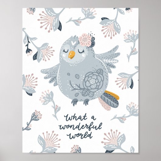 Baby Bird Blue Wonderful World Poster | Kunst aan (Voorkant)