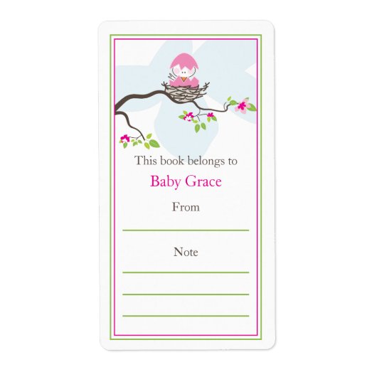 Baby Bird Bookplate Etiket (Voorkant)