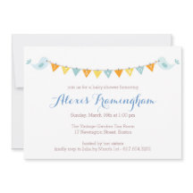 Baby Bird Bunting Baby shower Invitation