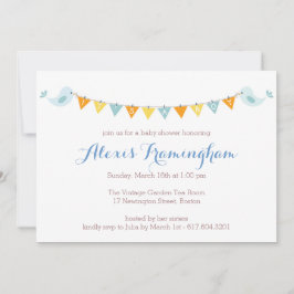 Baby Bird Bunting Baby shower Invitation Kaart