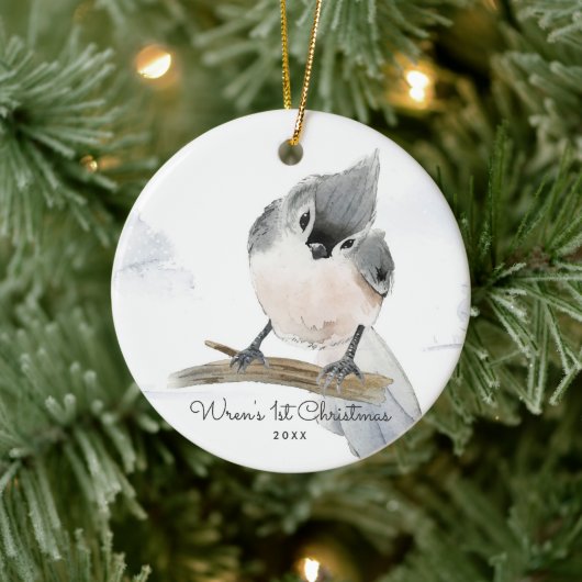 Baby Bird | Gepersonaliseerde kerstversiering Keramisch Ornament (Boom)
