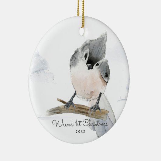 Baby Bird | Gepersonaliseerde kerstversiering Keramisch Ornament (Rechts)