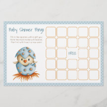 Baby Bird Hatching Blue Baby shower Bingo Kaart