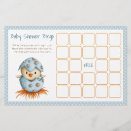 Baby Bird Hatching Blue Baby shower Bingo Kaart
