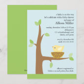 Baby Bird Nest Baby Baby shower Kaart (Voorkant / Achterkant)