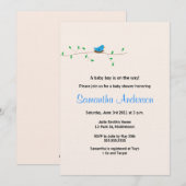 Baby Bird Nest Baby shower Invitation-Boy Kaart (Voorkant / Achterkant)