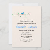 Baby Bird Nest Baby shower Invitation-Boy Kaart (Voorkant)
