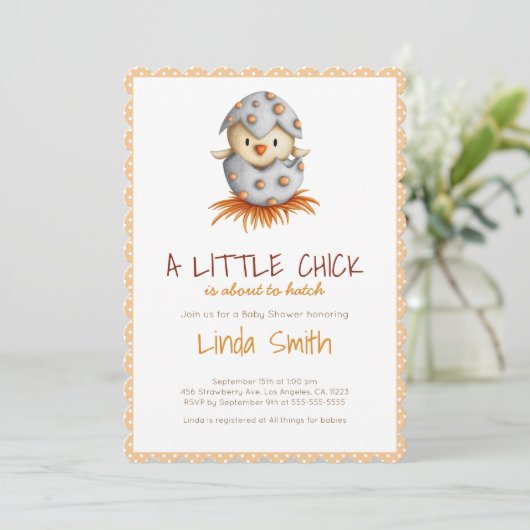 Baby Bird Nest Neutral Scallop Baby shower Party Kaart (Staand voorkant)