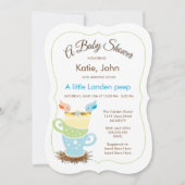 Baby Bird | Uitnodiging tot Baby shower van jongen (Voorkant)