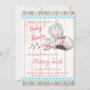 Baby Bird, uitnodiging voor baby shower-feestje