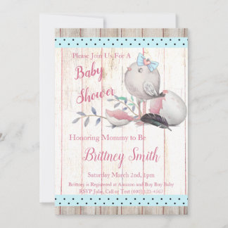 Baby Bird, uitnodiging voor baby shower-feestje