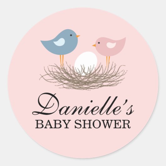 Baby Bird's Nest Baby shower Ronde Sticker (Voorkant)