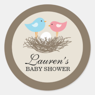 Baby Bird's Nest Baby shower Ronde Sticker