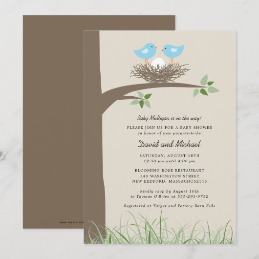 Baby Bird's Nest - Gay Couple Baby shower Kaart (Voorkant / Achterkant)