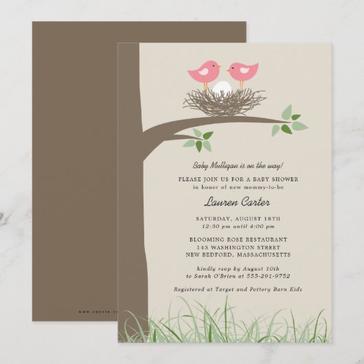 Baby Bird's Nest - Lesbisch paar Baby shower Kaart (Voorkant / Achterkant)