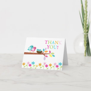 Baby Birds Nest Triplets Thank You Note Card Bedankkaart