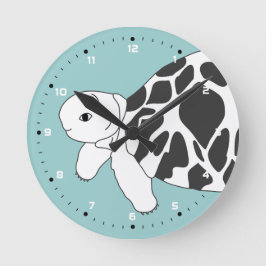 Baby Birmese Star Tortoise Wall Clock (blauw) Ronde Klok