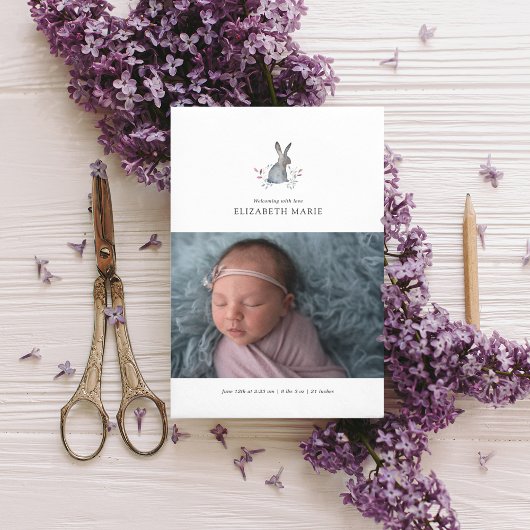 BABY BIRTH-AANKONDIGING | Waterverf Bunny Aankondiging