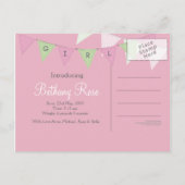 Baby Birth Announcement Banner Foto Briefkaart (Achterkant)