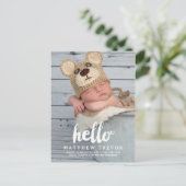 Baby Birth Announcement Briefkaart | HALLO (Staand voorkant)