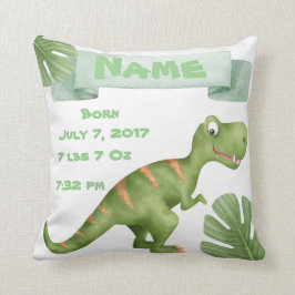 Baby Birth Announcement Dinosaur Pillow Kussen