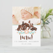 Baby Birth Announcement Kaart - Woodland Safari (Staand voorkant)