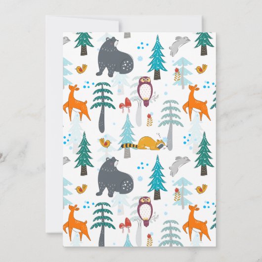 BABY BIRTH ANNOUNCEMENT Woodland Baby Animals (Achterkant)