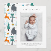 BABY BIRTH ANNOUNCEMENT Woodland Baby Animals (Voorkant / Achterkant)