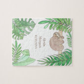 Baby Birth Announding Cute Sloth Oerwoud Leaves Legpuzzel (Horizontaal)