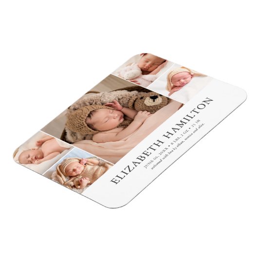 Baby Birth Announding Elegant Foto Magneet (Linkerzijde)