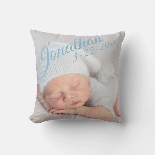 Baby Birth Announding Foto gepersonaliseerd Kussen (Voorkant)