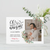 Baby Birth Announding Fotokaart Elegant Floral Aankondiging (Staand voorkant)