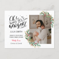 Baby Birth Announding Fotokaart Elegant Floral