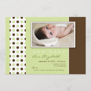 Baby Birth Announding Sage Green Polka Dots Aankondiging
