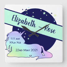 Baby Birth Announement Cute Rainbow Unicorn Ombre