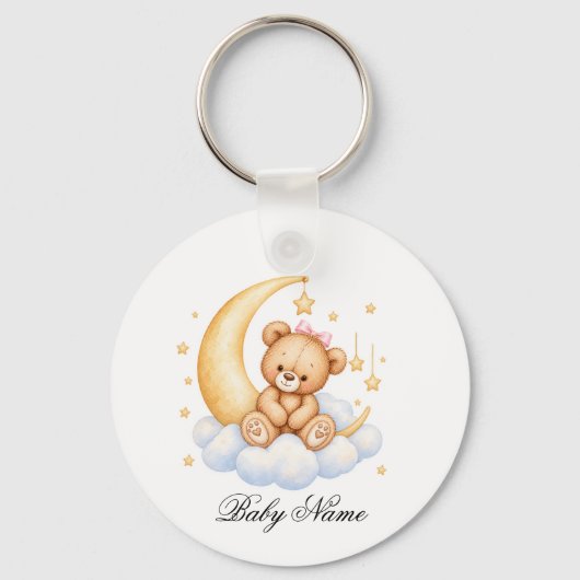 Baby Birth Custom Monogram Parents Keychain (Voorkant)