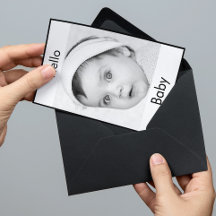 Baby Birth Cute Photo Black White Modern Chic