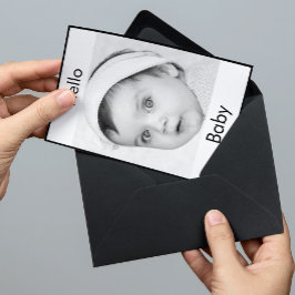 Baby Birth Cute Photo Black White Modern Chic Kaart
