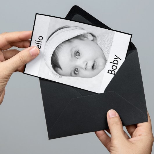 Baby Birth Cute Photo Black White Modern Chic Kaart