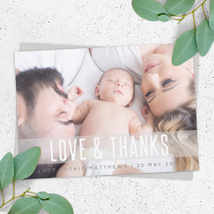 Baby Birth Modern   Foto Familie Cute Stylish Fun Bedankkaart