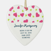 Baby Birth Pink en Green Tumbling Hearts Pattern Keramisch Ornament (Rechts)