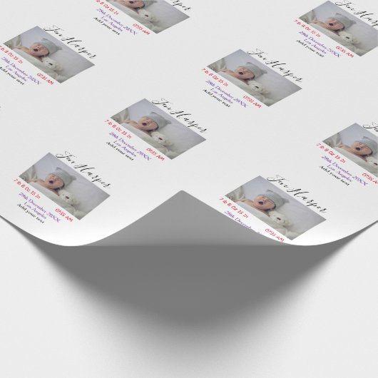 Baby birth stats add name place date keepsake memo cadeaupapier (Hoek)