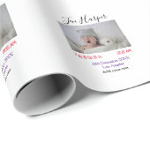 Baby birth stats add name place date keepsake memo cadeaupapier (Rol Hoek)