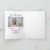 Baby birth stats add name place date keepsake memo kaart (Binnen)