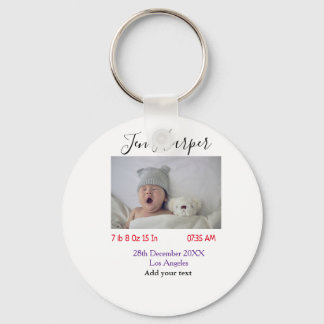 Baby birth stats add name place date keepsake memo sleutelhanger