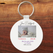 Baby birth stats add name place date keepsake memo sleutelhanger (Achterkant)