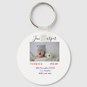 Baby birth stats add name place date keepsake memo sleutelhanger (Achterkant)
